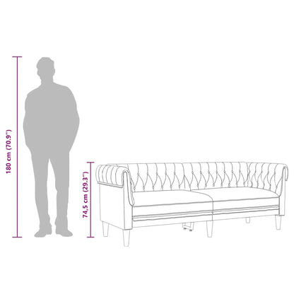 Divano Chesterfield a 3 Posti Grigio Chiaro in Tessuto - homemem39