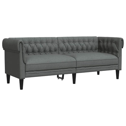 Divano Chesterfield a 3 Posti Grigio Scuro in Tessuto - homemem39