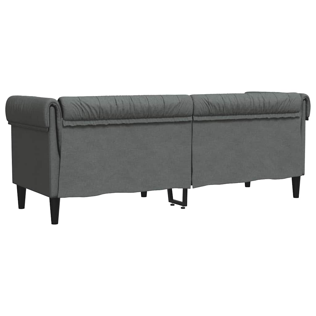Divano Chesterfield a 3 Posti Grigio Scuro in Tessuto - homemem39