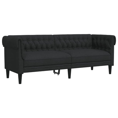 Divano Chesterfield a 3 Posti Nero in Tessuto