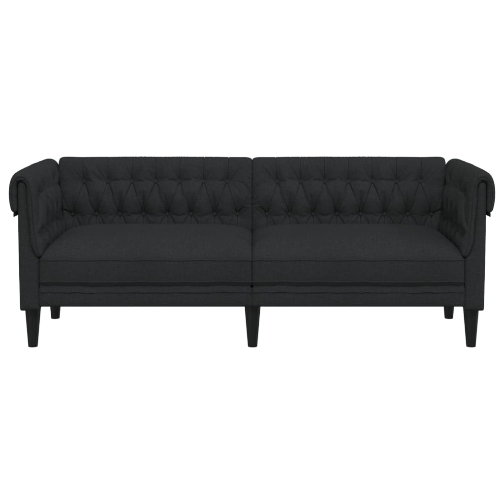 Divano Chesterfield a 3 Posti Nero in Tessuto