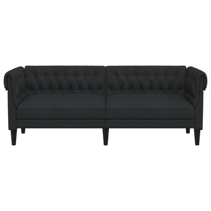 Divano Chesterfield a 3 Posti Nero in Tessuto