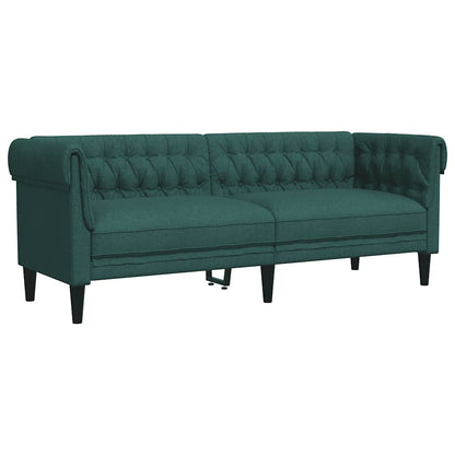 Divano Chesterfield a 3 Posti Verde Scuro in Tessuto - homemem39