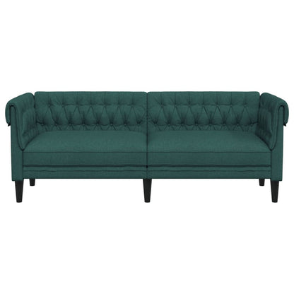 Divano Chesterfield a 3 Posti Verde Scuro in Tessuto