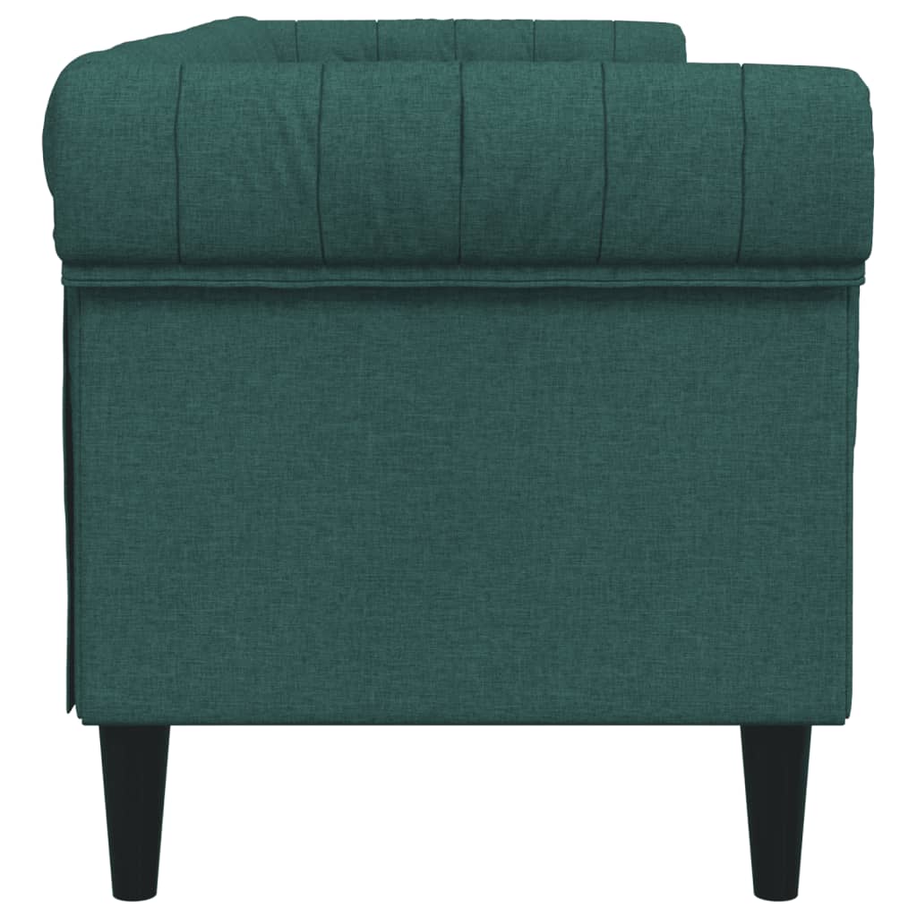 Divano Chesterfield a 3 Posti Verde Scuro in Tessuto