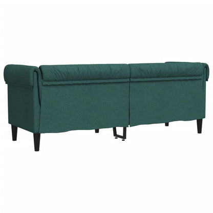 Divano Chesterfield a 3 Posti Verde Scuro in Tessuto