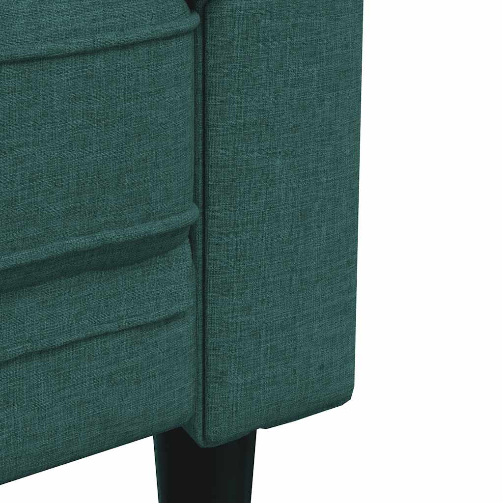 Divano Chesterfield a 3 Posti Verde Scuro in Tessuto - homemem39