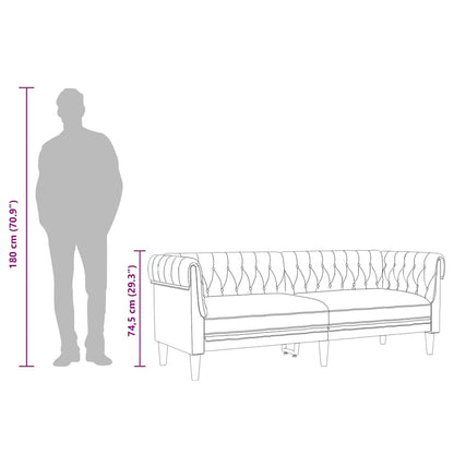 Divano Chesterfield a 3 Posti Tortora in Tessuto - homemem39