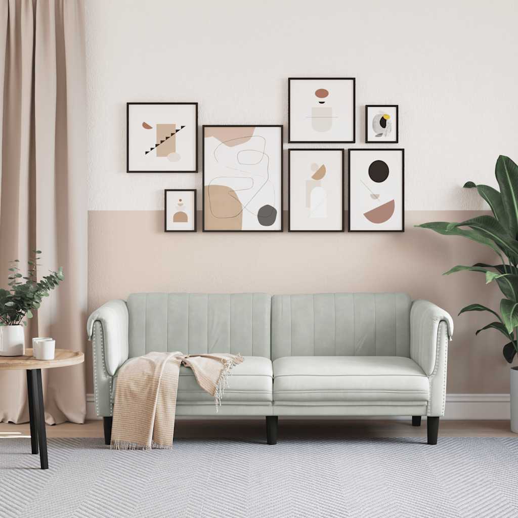 Divano a 2 Posti Grigio Chiaro in Velluto - homemem39