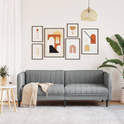 Divano a 3 Posti Grigio Chiaro in Tessuto - homemem39