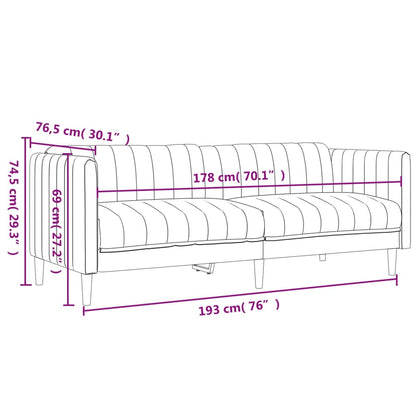 3 Seater Sofa in Light Gray Fabric