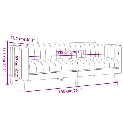 Schwarzes 3-Sitzer-Sofa aus Stoff