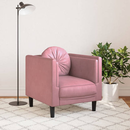 Armchair with Pink Velvet Cushion