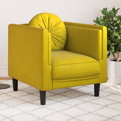 Armchair with Yellow Velvet Cushion