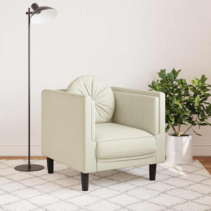 Poltrona con Cuscino Crema in Velluto - homemem39