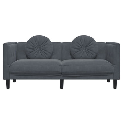 Dark Gray Velvet Armchair with 2-Seater Cushions