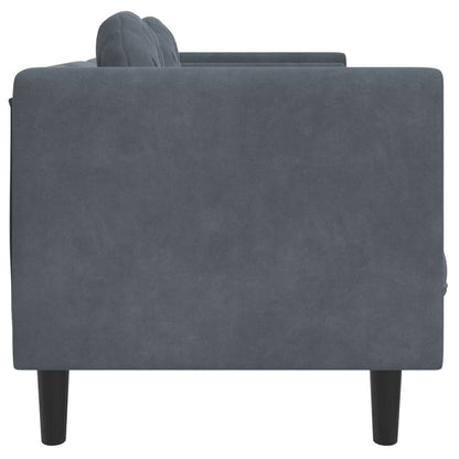 Dark Gray Velvet Armchair with 2-Seater Cushions