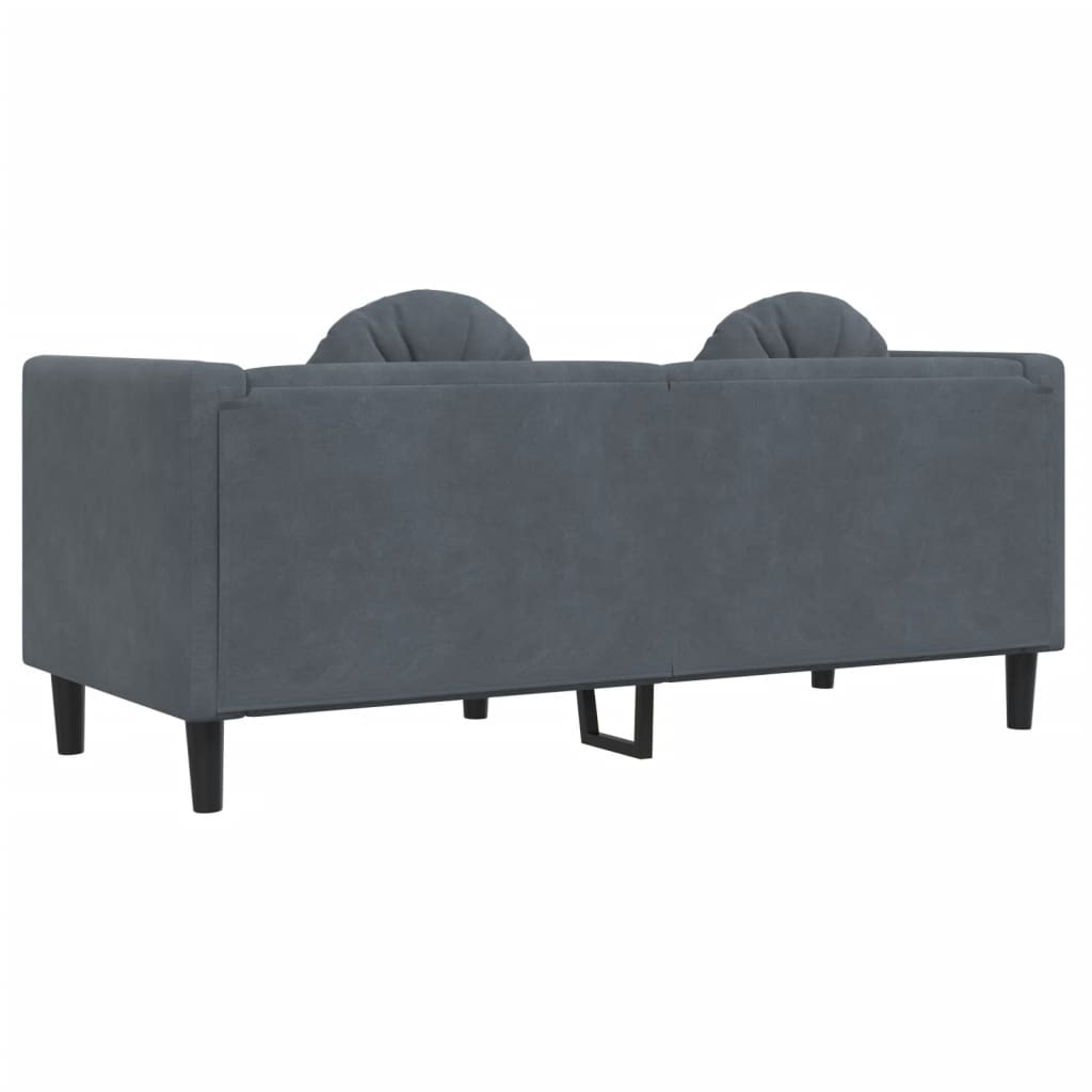 Dark Gray Velvet Armchair with 2-Seater Cushions