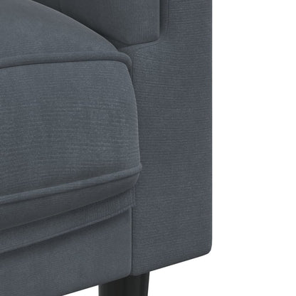 Dark Gray Velvet Armchair with 2-Seater Cushions