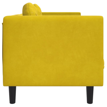 2 Seater Sofa with Yellow Velvet Cushions