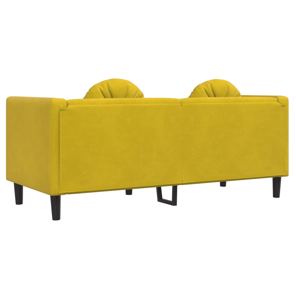 2 Seater Sofa with Yellow Velvet Cushions