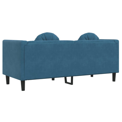 2-Sitzer-Sofa mit blauen Samtkissen