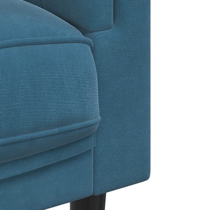 2-Sitzer-Sofa mit blauen Samtkissen