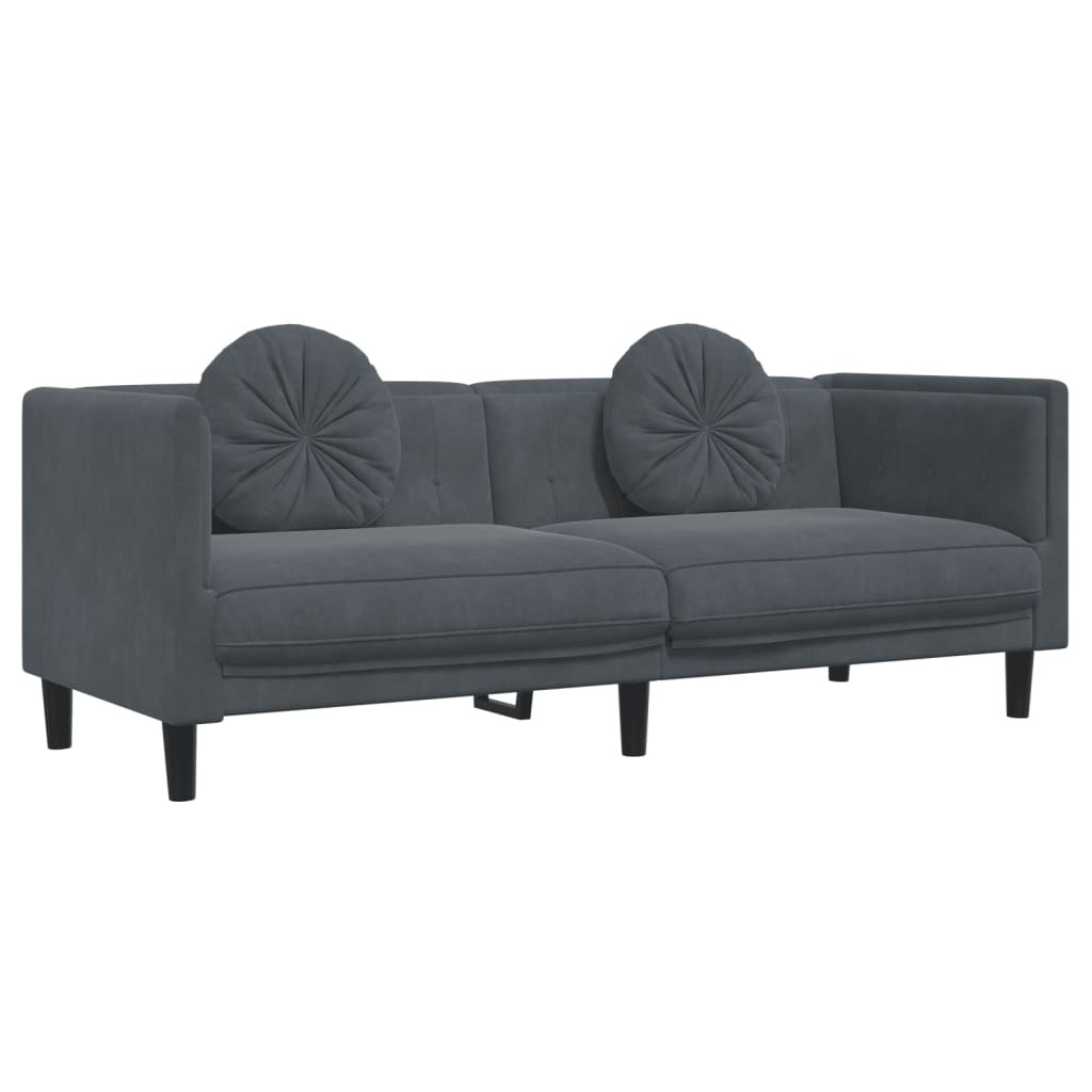 Dark Gray Velvet 3-Seater Armchair with Cushions