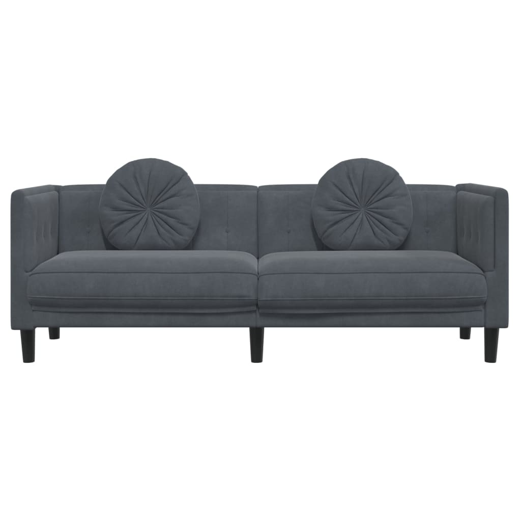 Dark Gray Velvet 3-Seater Armchair with Cushions