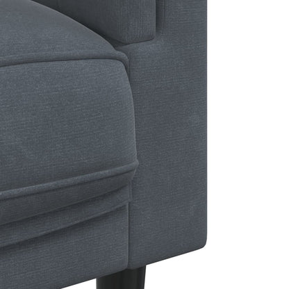 Dark Gray Velvet 3-Seater Armchair with Cushions