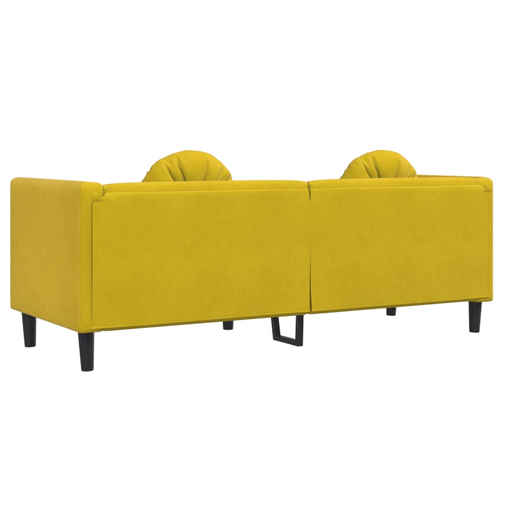 3 Seater Sofa with Yellow Velvet Cushions