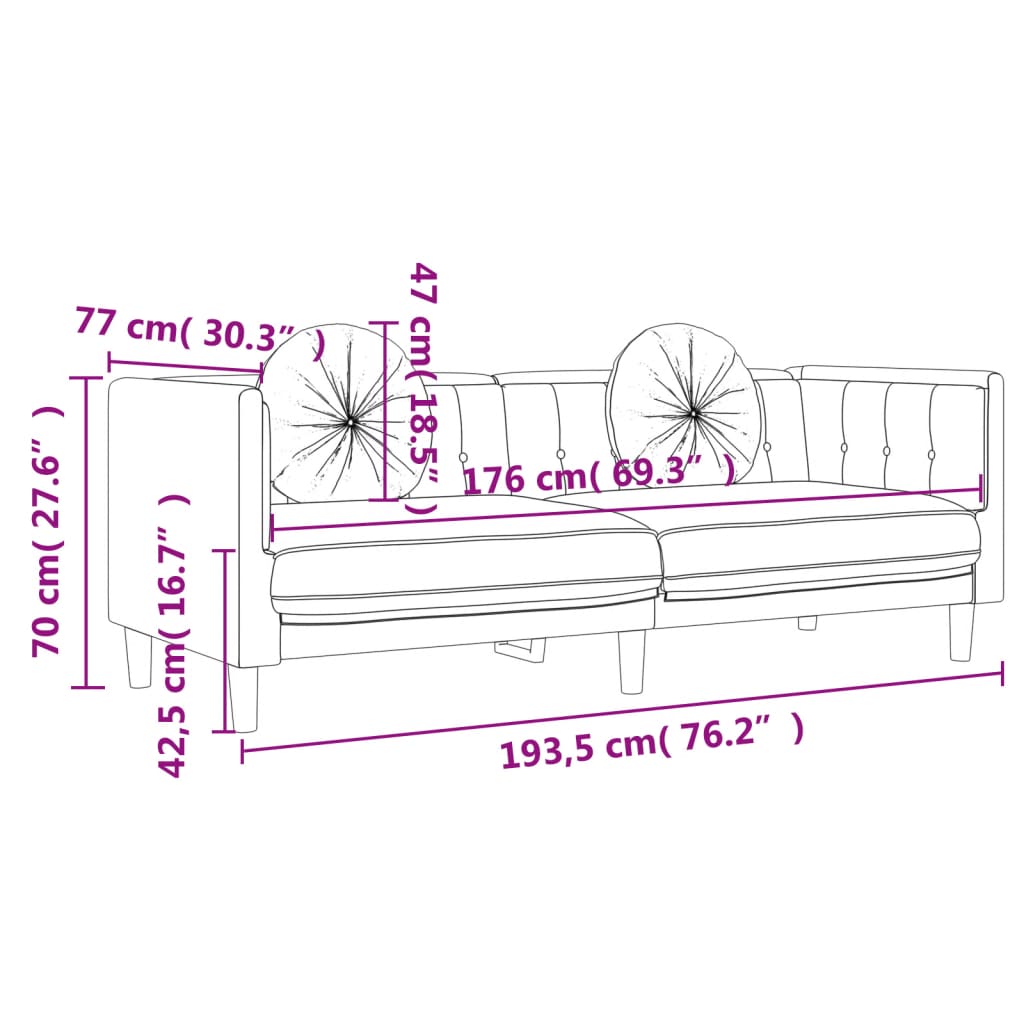 3-Sitzer-Sofa mit gelben Samtkissen