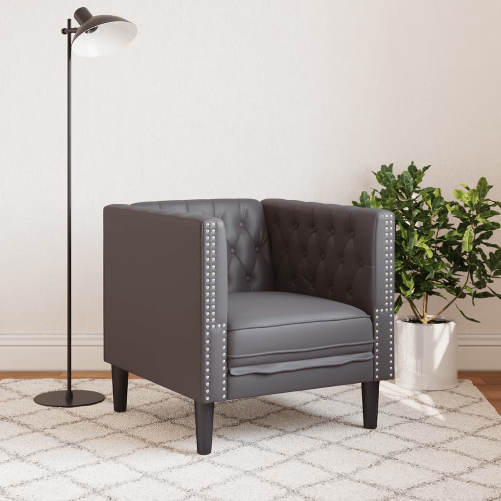 Poltrona Chesterfield Grigia in Similpelle | homemem39