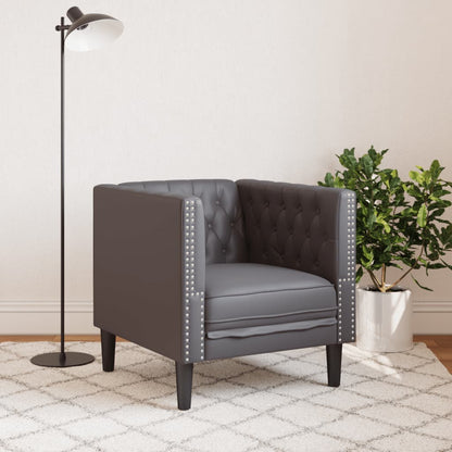 Poltrona Chesterfield Grigia in Similpelle | homemem39