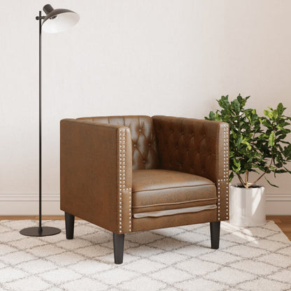 Poltrona Chesterfield Marrone in Similpelle Scamosciata | homemem39
