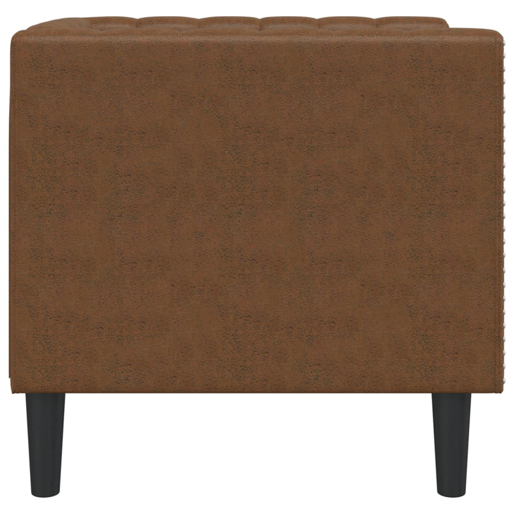 Poltrona Chesterfield Marrone in Similpelle Scamosciata | homemem39