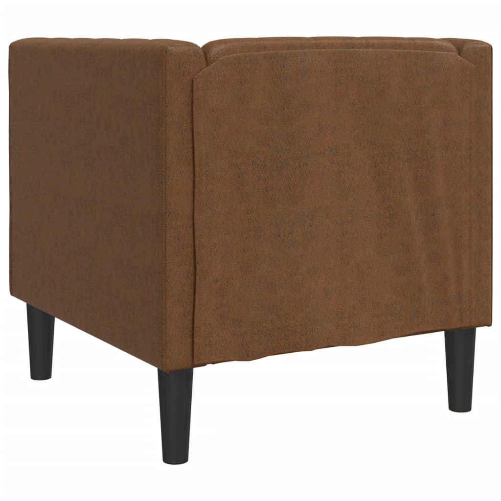 Poltrona Chesterfield Marrone in Similpelle Scamosciata | homemem39