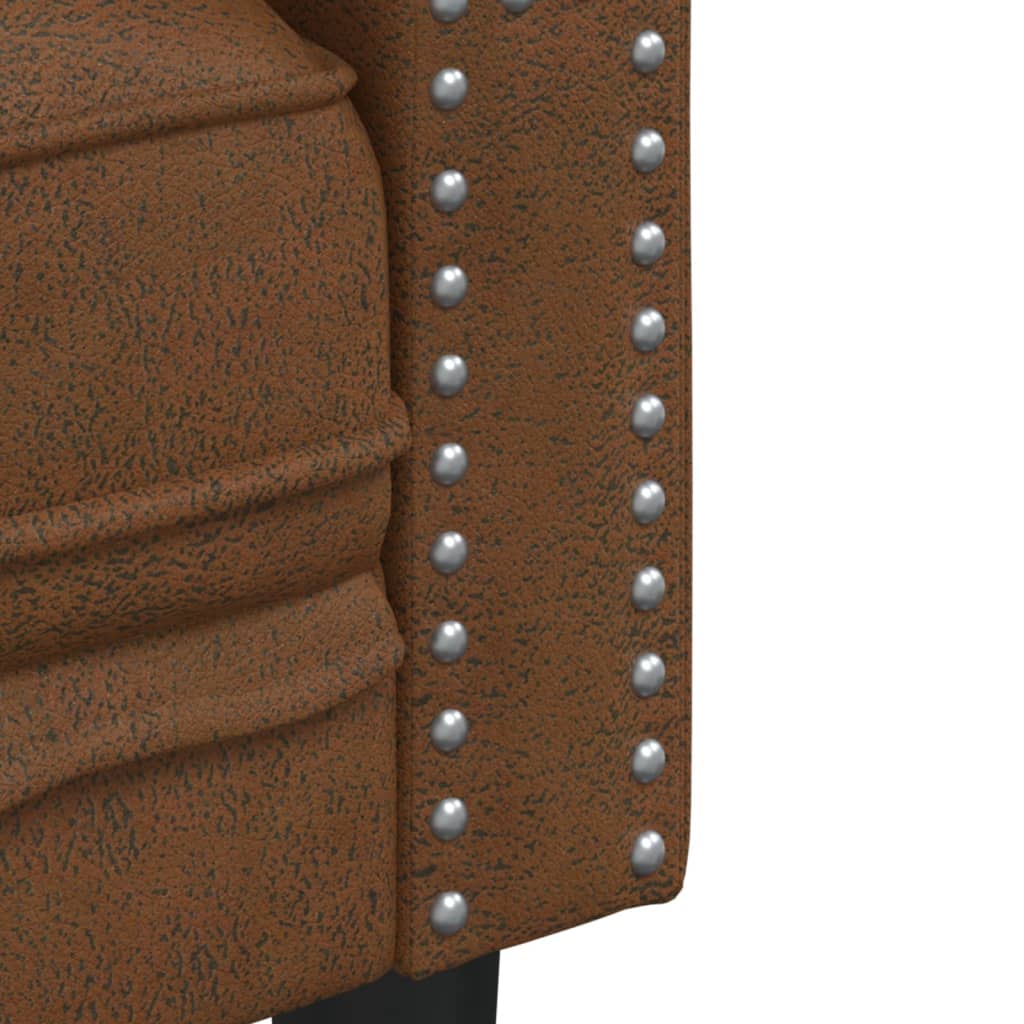 Poltrona Chesterfield Marrone in Similpelle Scamosciata | homemem39