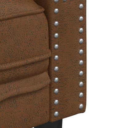 Poltrona Chesterfield Marrone in Similpelle Scamosciata | homemem39