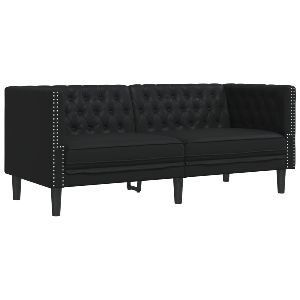 Divano Chesterfield Nero in Similpelle | homemem39