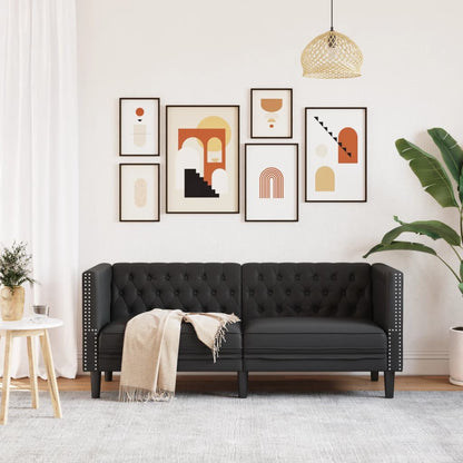 Divano Chesterfield Nero in Similpelle | homemem39