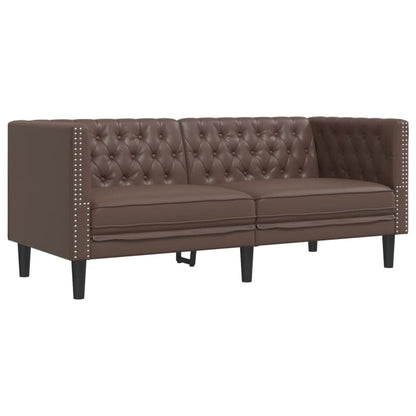 Divano Chesterfield a 2 Posti Marrone in Similpelle | homemem39