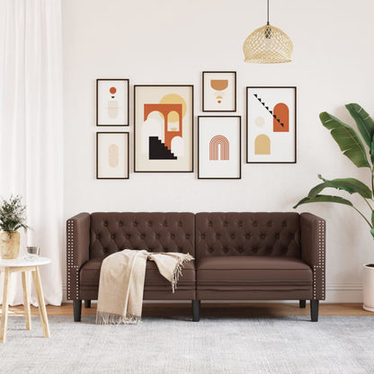 Divano Chesterfield a 2 Posti Marrone in Similpelle | homemem39