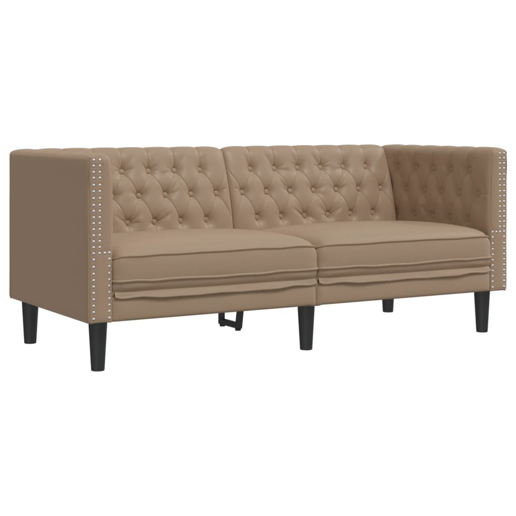 Poltrona Chesterfield a 2 Posti Cappuccino in Similpelle | homemem39