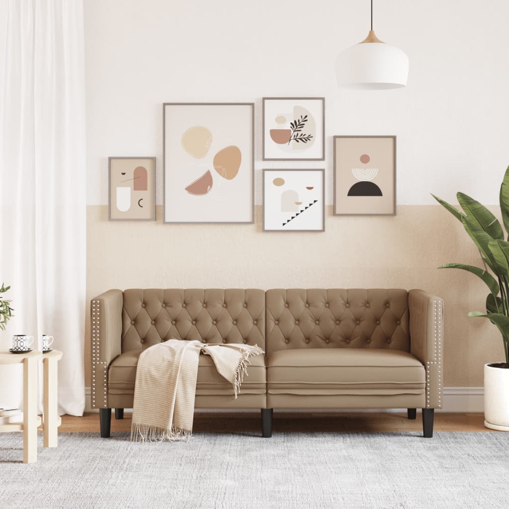 Poltrona Chesterfield a 2 Posti Cappuccino in Similpelle | homemem39