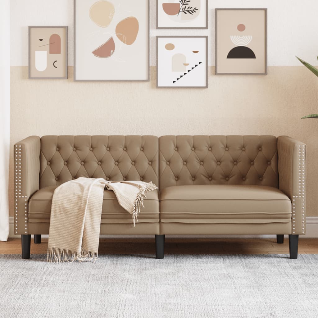 Poltrona Chesterfield a 2 Posti Cappuccino in Similpelle | homemem39