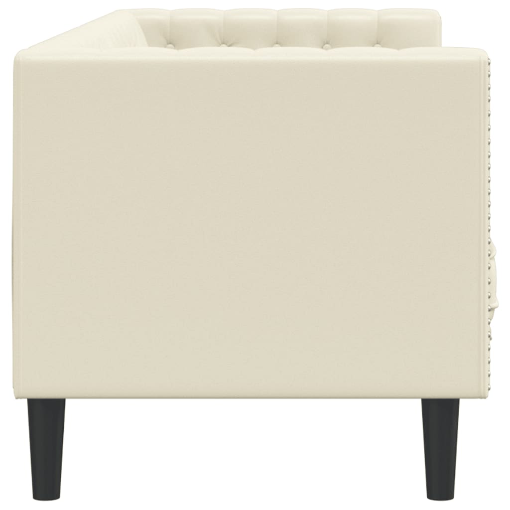 Divano Chesterfield a 3 Posti Crema in Similpelle - homemem39