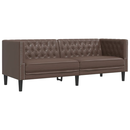 Divano Chesterfield a 3 Posti Marrone in Similpelle | homemem39