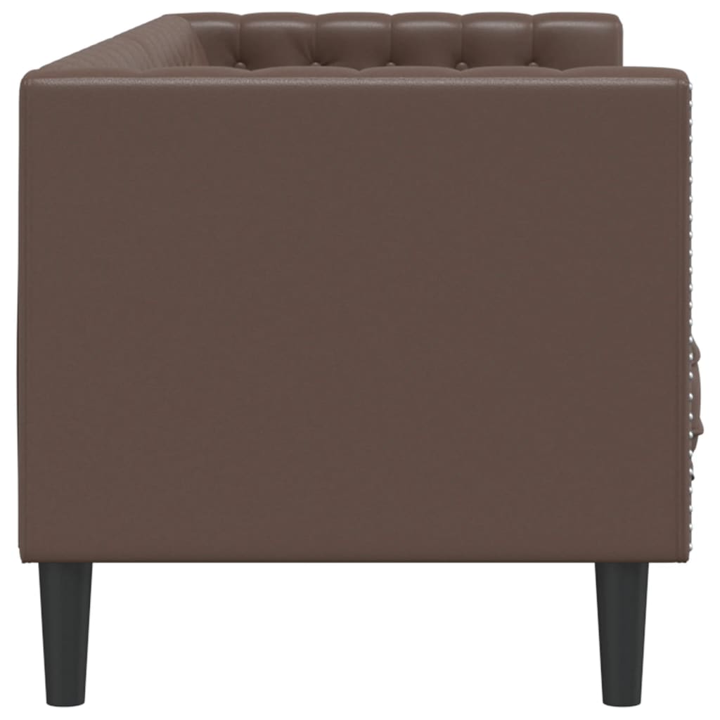 Divano Chesterfield a 3 Posti Marrone in Similpelle | homemem39