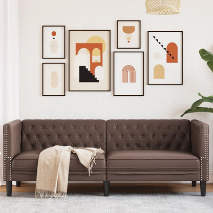 Divano Chesterfield a 3 Posti Marrone in Similpelle | homemem39